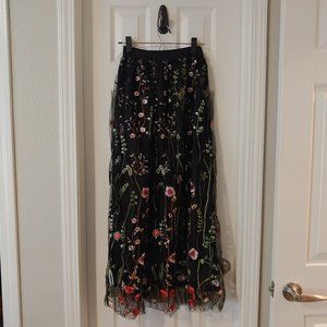 Black floral maxi skirt